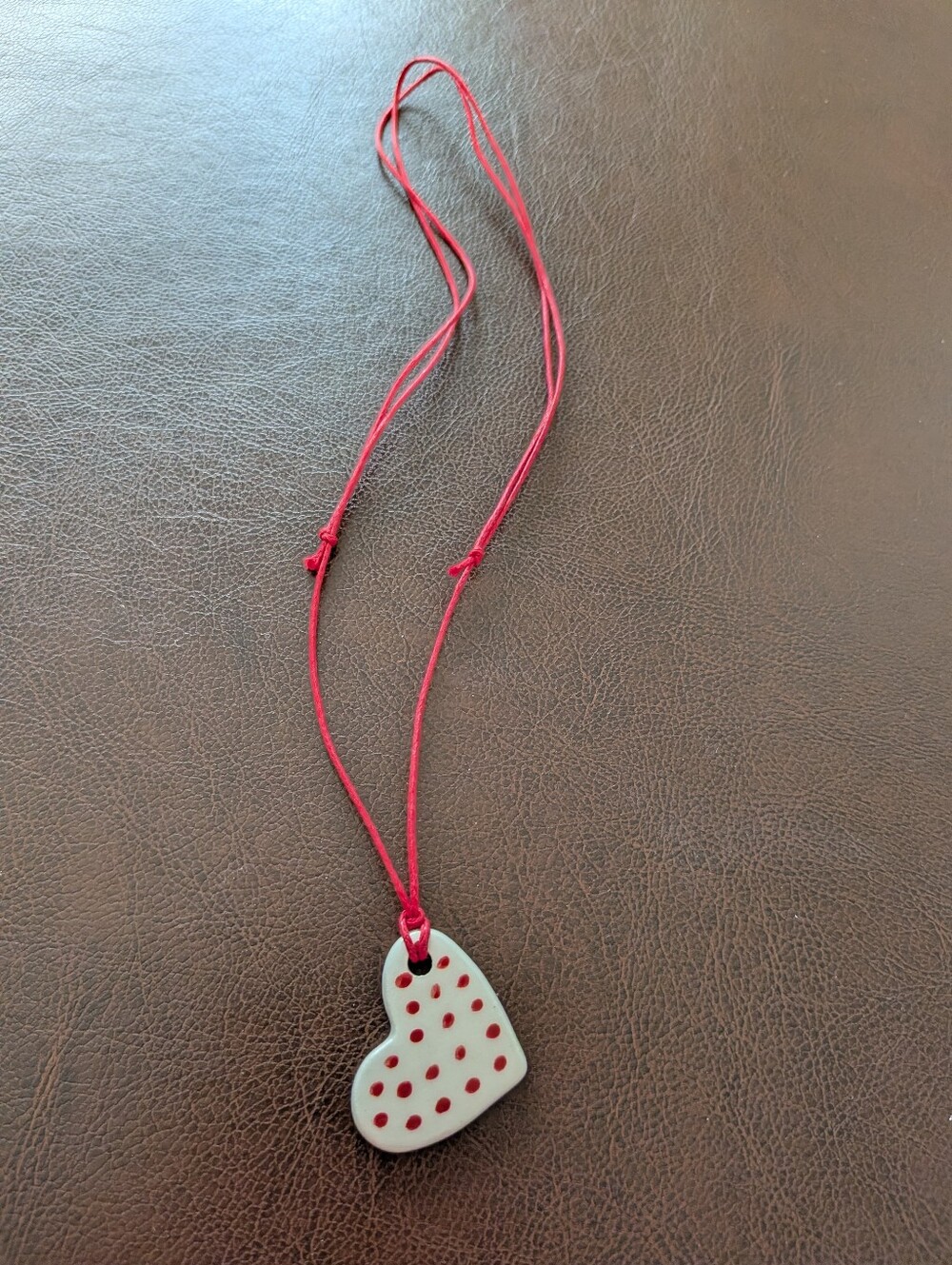 Double Sided Heart Porcelain Pendant Necklace
